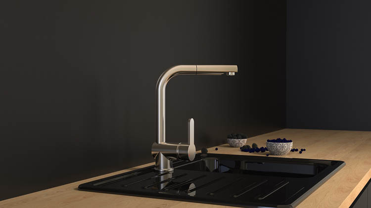 Robinet de cuisine Levi inox-look