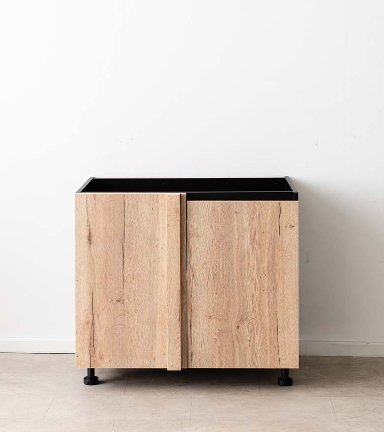 Armoire de cuisine d'angle Plenti chêne/noir 112cm gauche