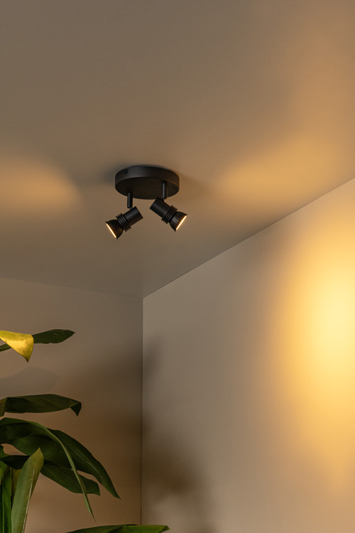 Plafondlamp - zwart - Ø15cm - 2xGU10 - 50W