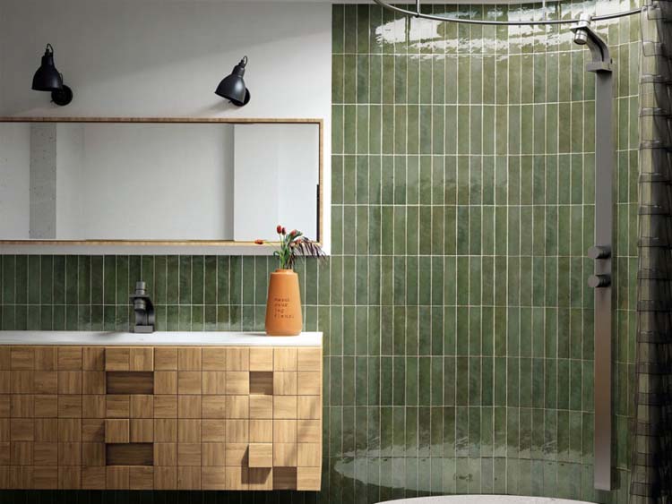 Carrelege mural Beccy sage green glossy 6x24.5cm