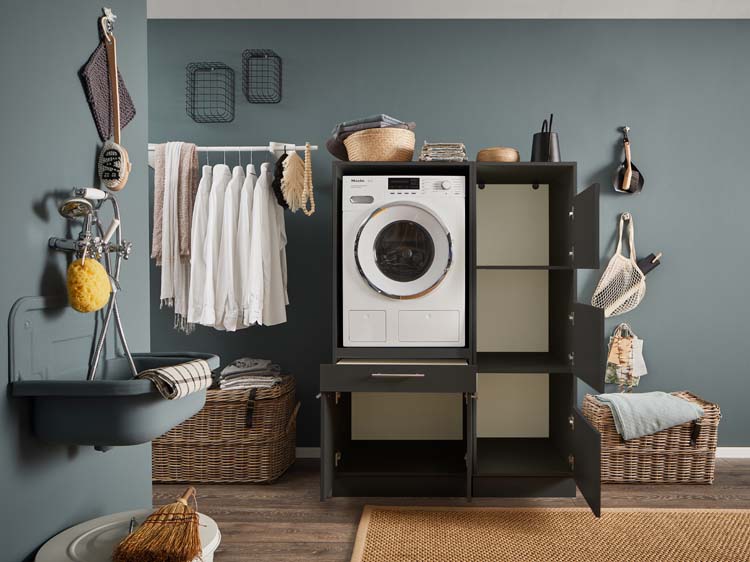 Wasmachine kast Decowash set 6 antraciet 117,5x67,5x162cm