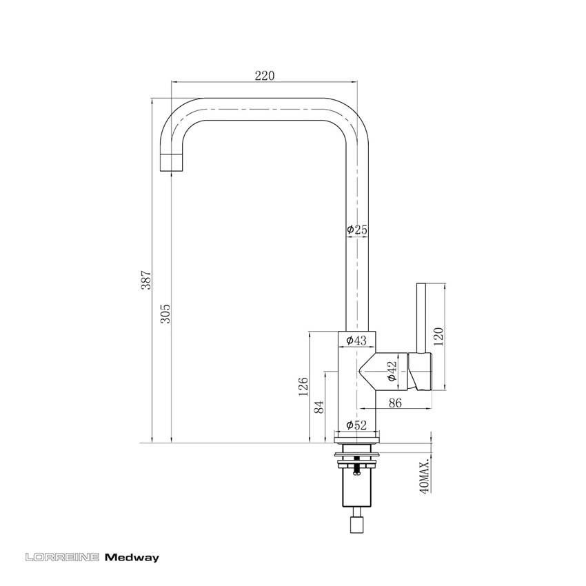 Keukenkraan Lorreine Medway goud