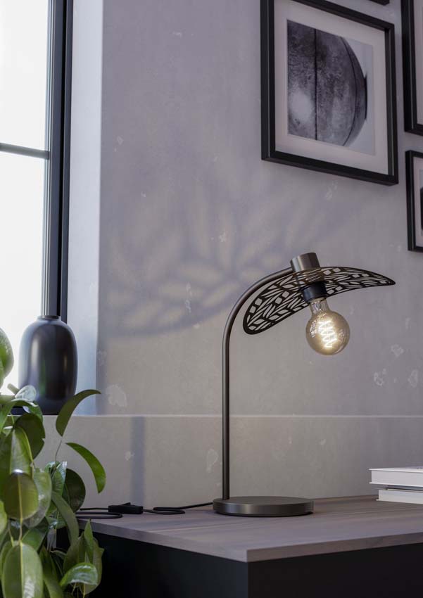 Lampe de table - Bronze - 33,5x30x46,5cm - E27 - 1x60W