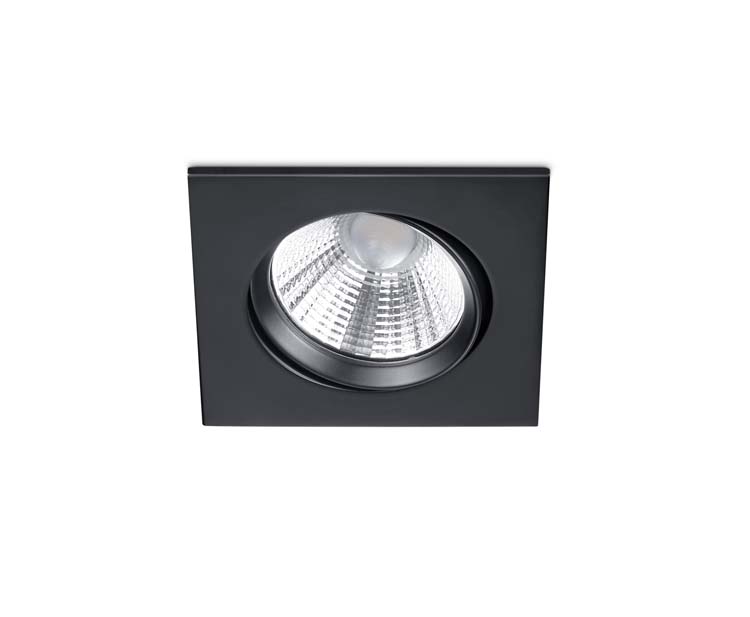 Inbouwspot zwart mat incl LED 5,5W, 3000K, 345Lm 8,5 x 8,5cm, H5,4cm