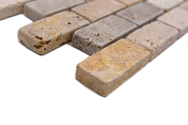 Mosaïque brick mix travertin 30,5 x 30,5 cm