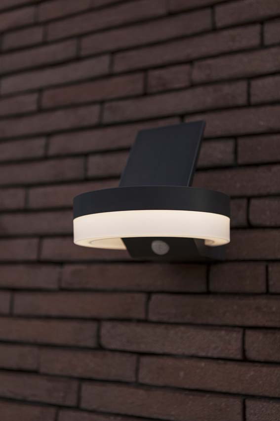 Applique murale d'extérieur Astra Solar - gris - dimmable - 12W - 3000K - IP54 - avec détecteur de mouvement