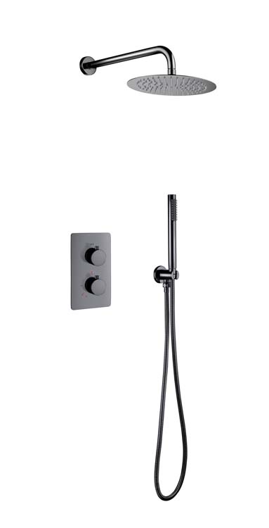 Doucheset thermostatisch inbouw gunmetal