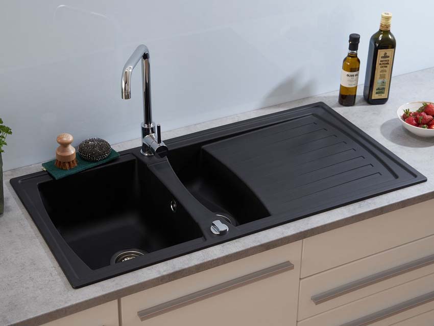 Évier Nils noir 1,5 bac 100x50cm