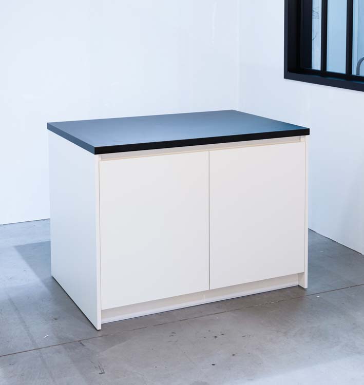 Cuisine île Plenti blanc/noir 124,5 cm