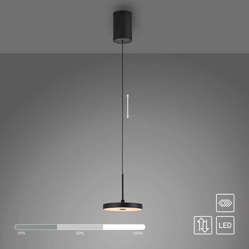 Hanglamp Easy Lift - Zwart - Ø15,2cm - Dimbaar - 1x6,8W - 3000K
