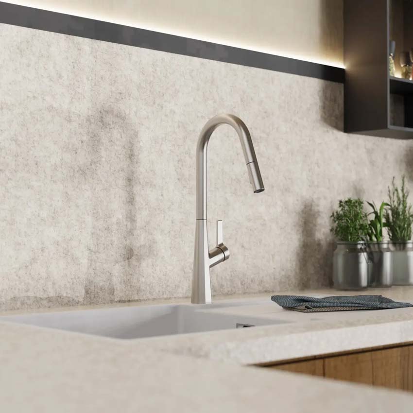 Robinet de cuisine Wasserwerk WK 9 Curve aspect inox avec bec extractible