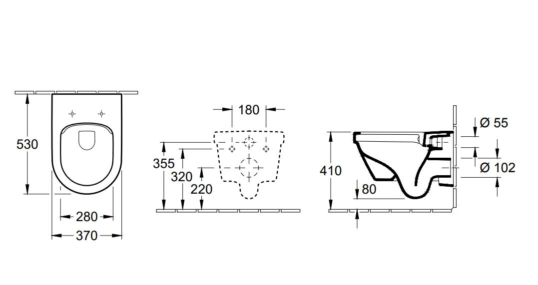 Toilette suspendue Villeroy & Boch Omnia Architectura sans rebord à chasse d'eau directe blanche avec siège de WC
