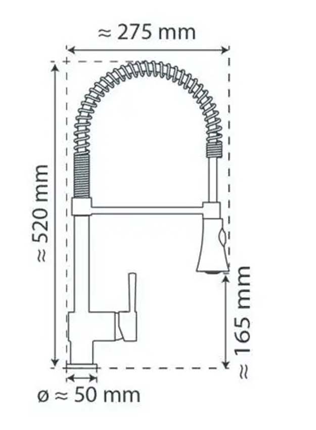 Keukenkraan Chef chroom met uittrekbare uitloop