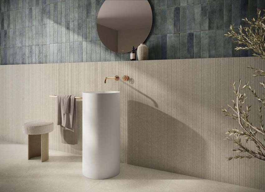 Carrelage de sol et mural Ripple mat beige 60x120cm