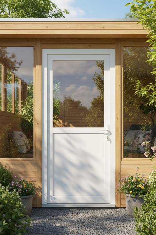 Buitendeur Tano pvc wit 60 mm 860 X 2080 mm halfglas R