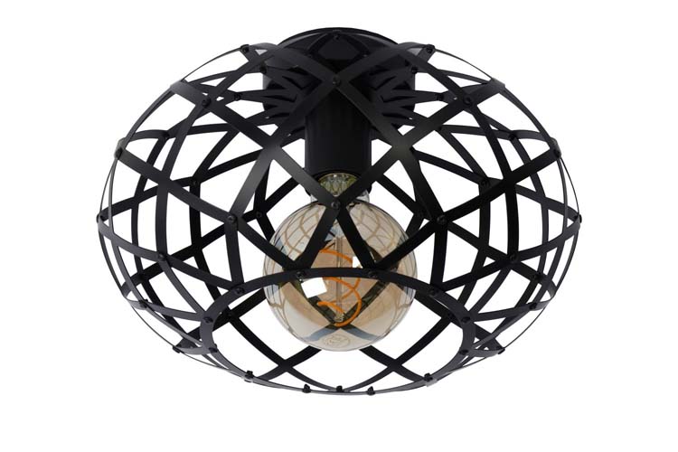 Lucide WOLFRAM - Plafonnier - Ø 30 cm - 1xE27 - Noir