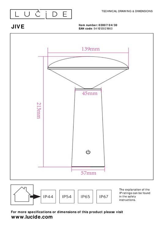 Tafellamp Buiten - Ø 13,7 cm - LED Dimb. - 1x4W 6500K - IP44 - Zwart
