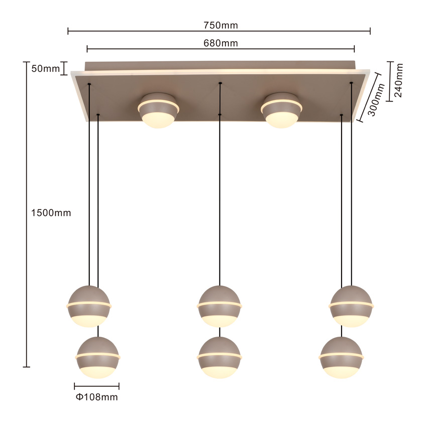 Suspension - sable - 75x30cm - dimmable - LED - 1x72W - 3000K