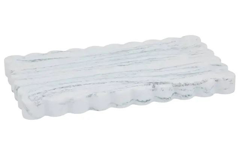 Plateau Miranda polyrésine blanche 22,5x13x1,8cm