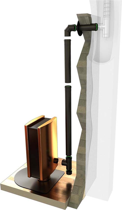 Kit de raccordement simple paroi pour poêle à granulés noir Ø80mm