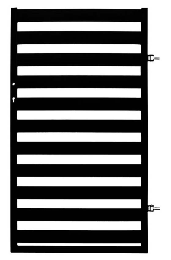 Portillon battant Lyon acier noir 90x154cm - avec barreaux horizontaux, quincaillerie incluse