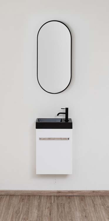 Meuble de toilette Brian blanc lavabo noir mat 50x40x22cm