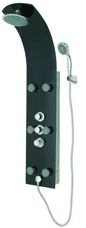 Colonne de douche Lente thermostatique 6 jets de massage noir