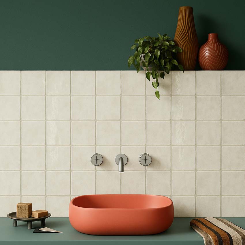 Wandtegel Cueva vierkant wit 30x60cm