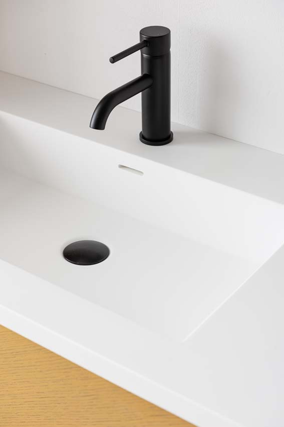 Meuble de salle de bain Waldorf chêne 900 mm lavabo mat blanc