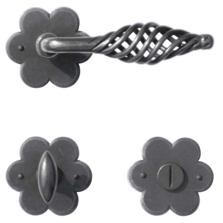Poignée de porte pro tarente fer fleur avec serrure toilette