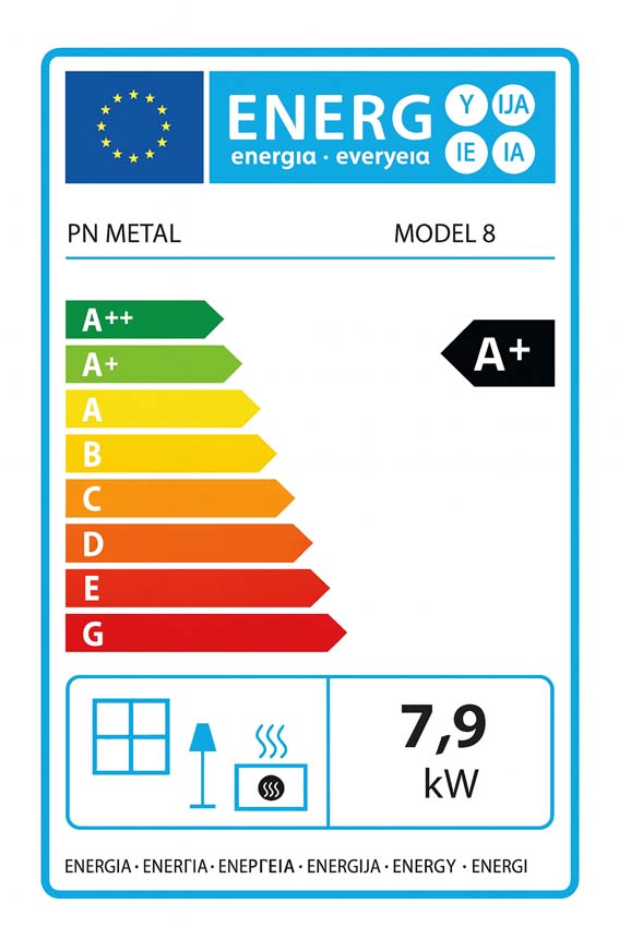 Pelletkachel Model 8 - 7,9kW - 160m3 - wit - 44x48x94cm