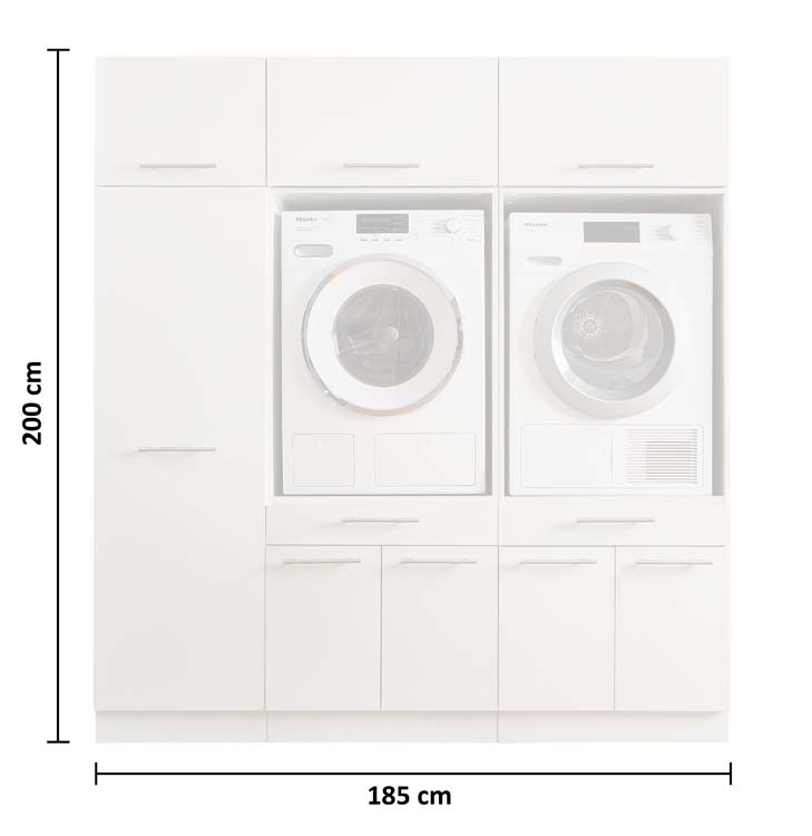 Meuble pour buanderie Decowash set 15 blanc 185x67,5x200cm