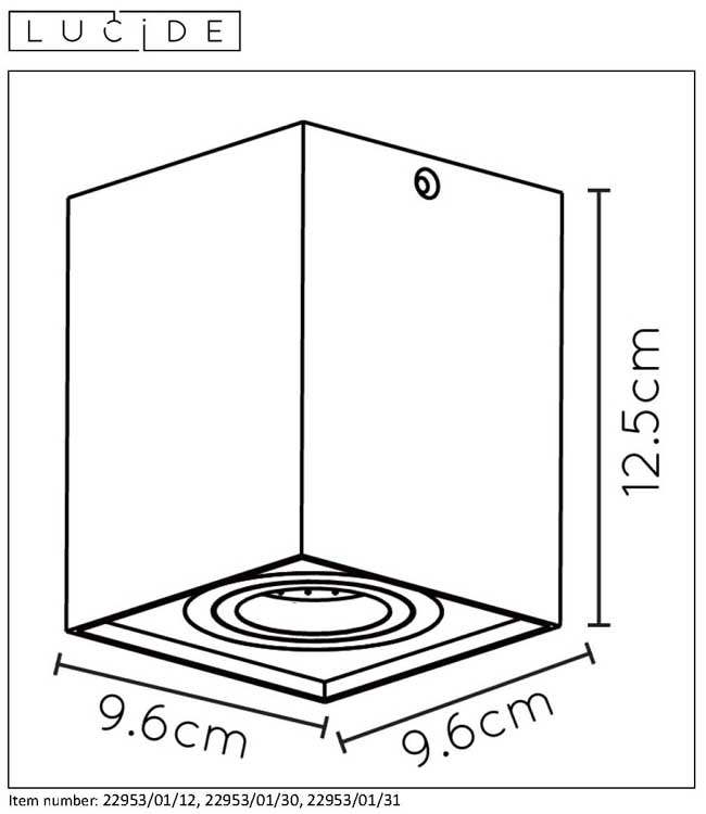 Lucide TUBE - Spot plafond carré - GU10 - Noir