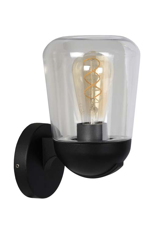 Lucide TULSA - Wandlamp Buiten - 1xE27 - IP44 - Zwart