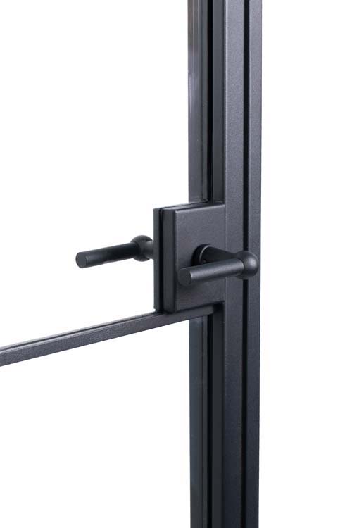 Porte intérieure double en acier Black Glamour noir 2x8V poussant à droite sur mesure