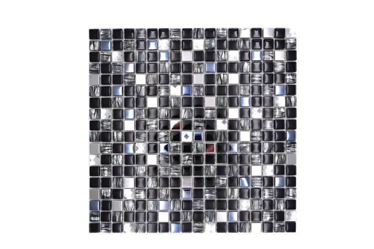 Mozaïek Crystal Mix zwart glanzend 30x30cm