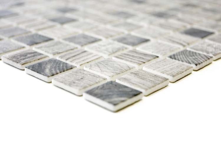Mosaïque Eco structure bois gris clair mat 30x30cm