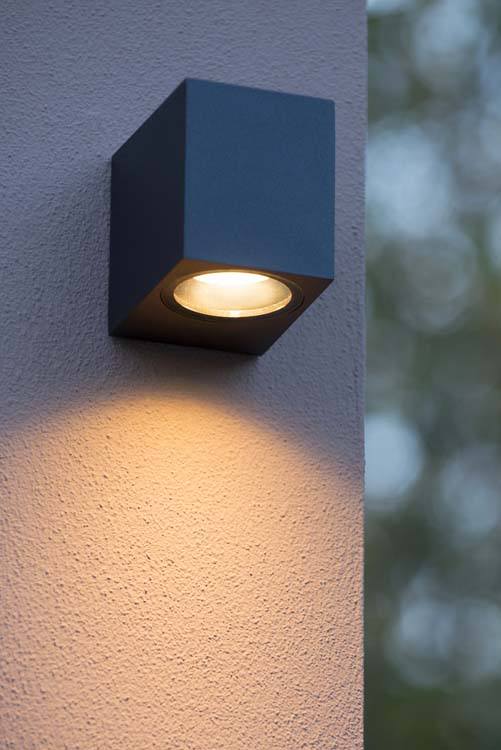 ZORA-LED - Wandspot Buiten - GU10 - 1x5W 3000K - IP44 - Zwart