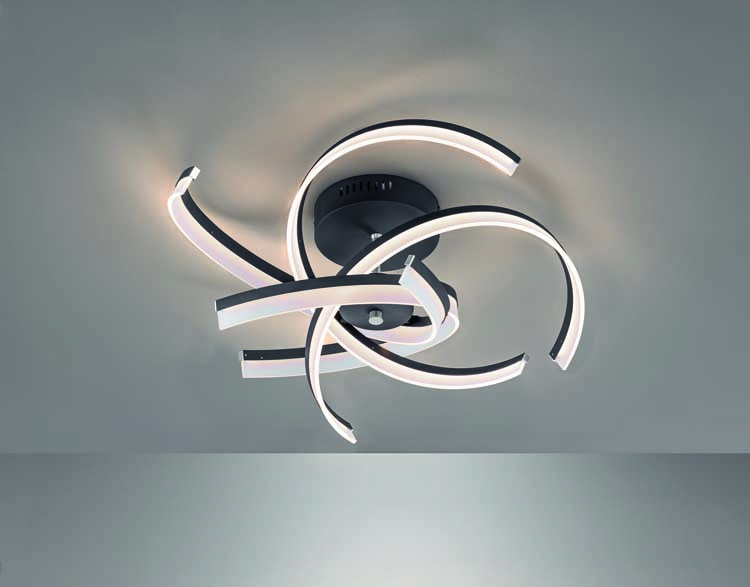 Plafonnier LED noir mat 4x8W 3400LM diam 65cm