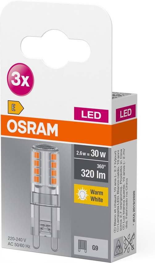 LED lamp - G9 - Transparant - Ø1,4cm - Niet dimbaar - 2,6W - 320lm - 2700K - 3 stuks