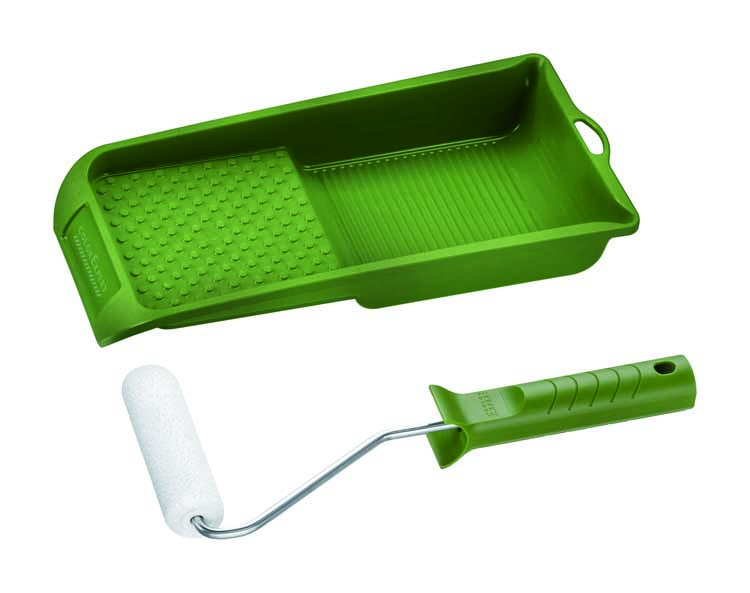 Verfrollerset beits 10cm K17 Microvezel 8 wit + verfbak
