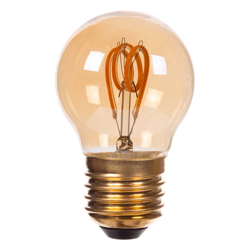 Lucide P45 - Ampoule filament - Ø4,5cm - LED 3 niveaux dimmable (Mémoire) - E14 - 1x3W 2200K - Ambré