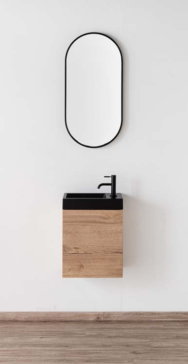 Spiegel Rens ovaal zwarte kader 40x80cm