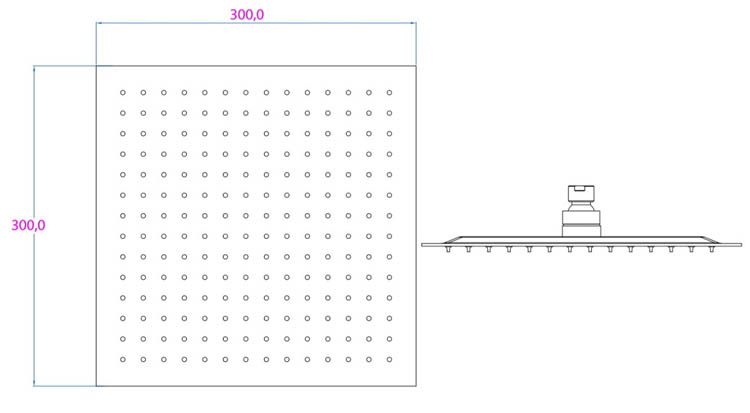 Pommeau de douche Selma carrée chrome 30x30cm