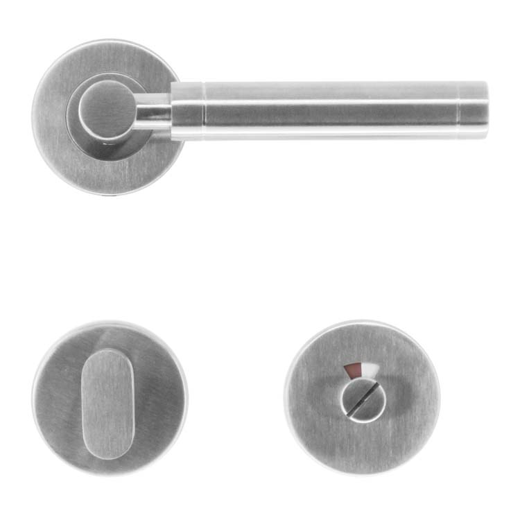 Poignée de porte gubbio inox plus avec serrure toilette