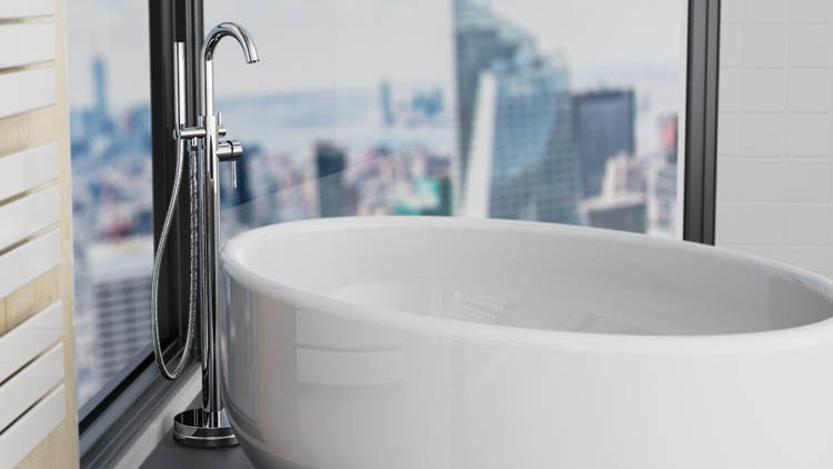 Badkraan Charlotte vrijstaand chroom