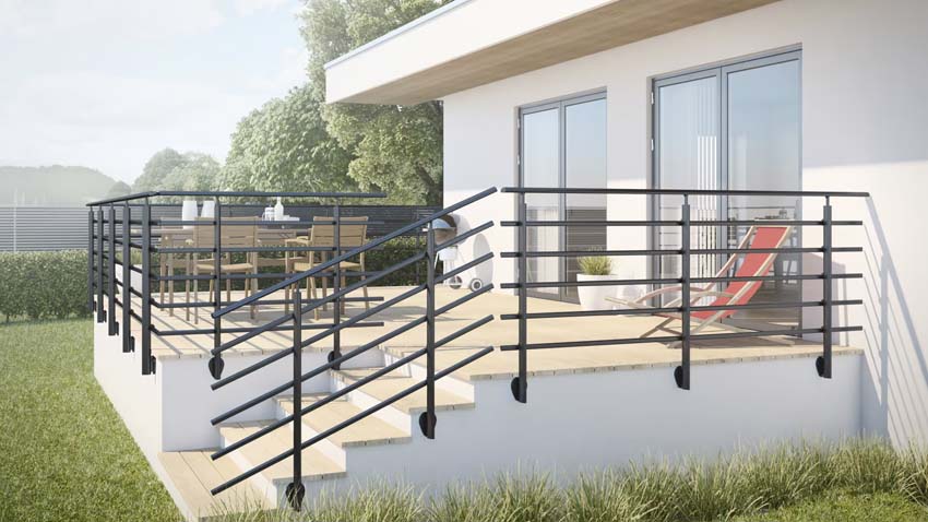 Kit borstwering Talaka aluminium zwart 150cm laterale bevestiging