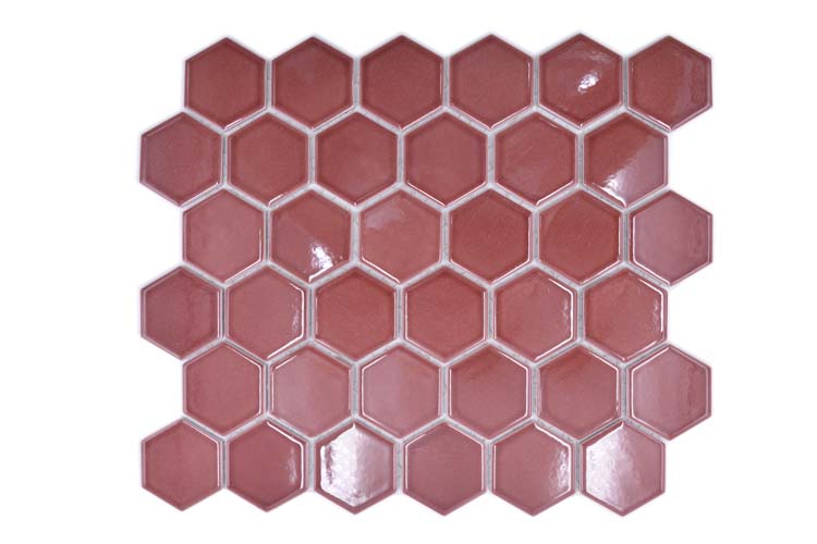Mozaïek Hexagon bordeaux glanzend 32,5x28,1cm