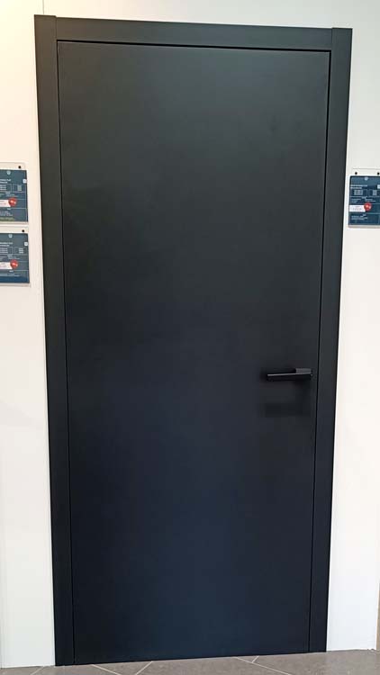 Bloc-porte fini invisible flat âme tubulaire 83cm noir 201.5cm rév.