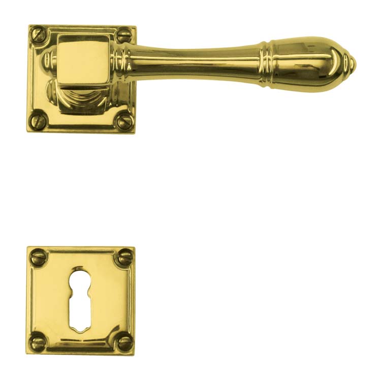 Poignée de porte prato cuivre non verni rosace barbe